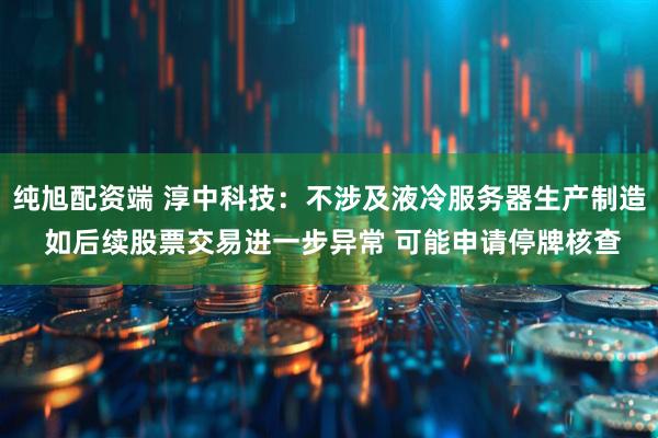 纯旭配资端 淳中科技：不涉及液冷服务器生产制造 如后续股票交易进一步异常 可能申请停牌核查