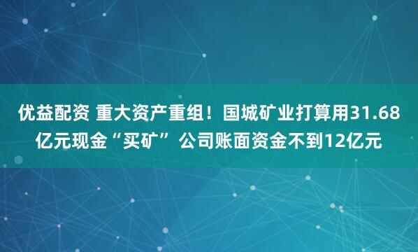 优益配资 重大资产重组！国城矿业打算用31.68亿元现金“买矿” 公司账面资金不到12亿元
